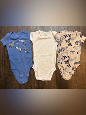 Carter’s Baby Boy 6M Onesie Bundle Safari Animals Lot of 3